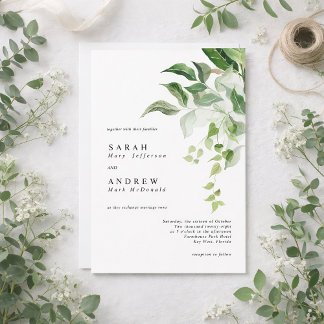Greenery Leaves Modern Minimal Wedding Einladung