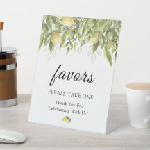 Greenery Lemons Rustic Fvor Sign Card