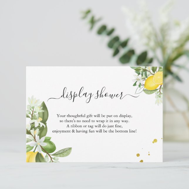 Greenery Lemony Display Bridal Polterabend Begleitkarte (Stehend Vorderseite)
