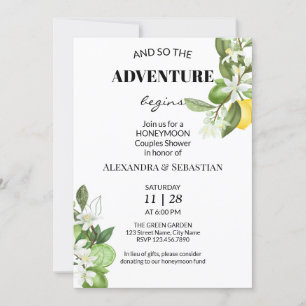 Greenery Lemony Honeymoon Dusche Einladung