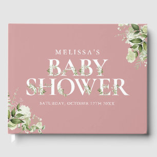 Greenery Letter Dusty Rose Pink Baby Dusche Gästebuch