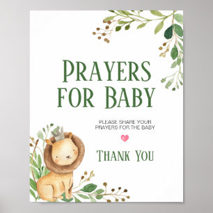 Greenery Lion Baby Shower Gebete für Baby Poster