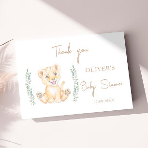 Greenery Lion Safari Boy Baby Shower Vielen Dank Dankeskarte