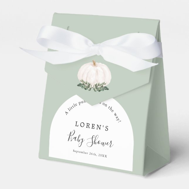 Greenery Little Pumpkin Baby Shower Geschenkschachtel (Vorderseite)