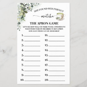 Greenery Matcha The Apron Brautparty-Spielkarte Flyer