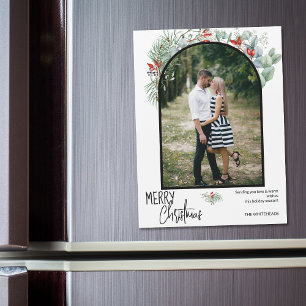 Greenery Merry Christmas Arch Foto White Magnetkarte