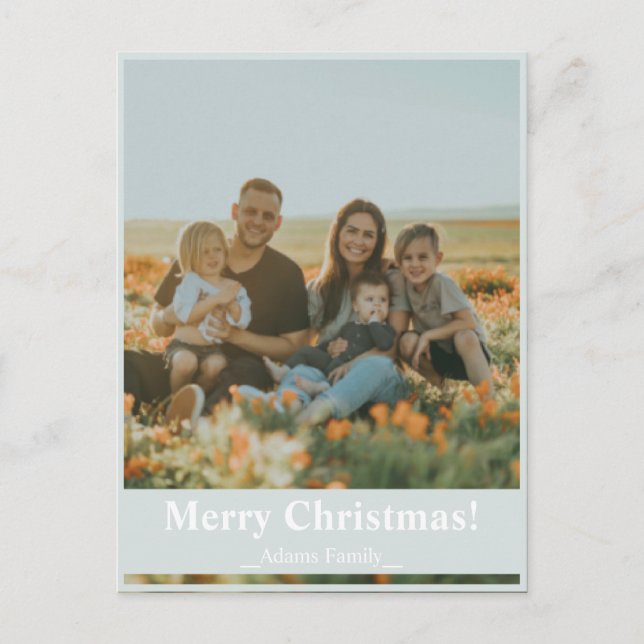 Greenery Merry Christmas Foto Postkarte (Vorderseite)