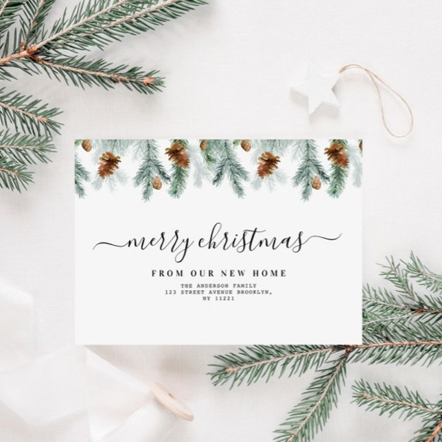  Greenery merry christmas moving announcement Feiertagskarte (Von Creator hochgeladen)