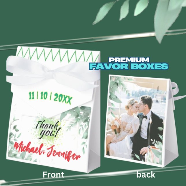 Greenery Minimalistisch Custom Foto Wedding Geschenkschachtel (Von Creator hochgeladen)