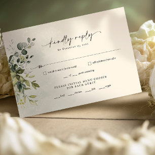Greenery Minimalistisch Script Wedding RSVP Reply