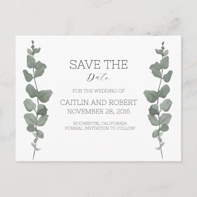 Greenery Modern Wedding Postcard Postkarte (Vorderseite)