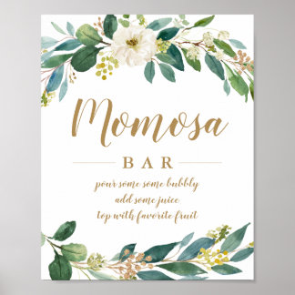 Greenery Momosa Bar Sign Poster