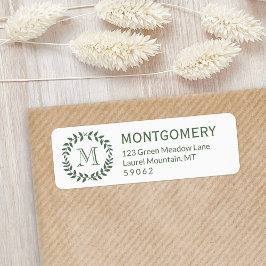 Greenery Monogram Rustic Country Rücksendeadresse