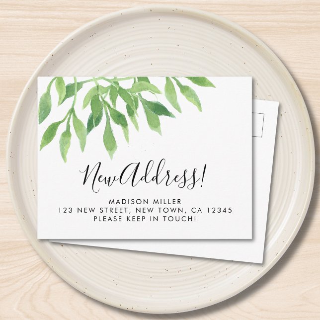 Greenery New Address Moving  Ankündigungspostkarte (Von Creator hochgeladen)