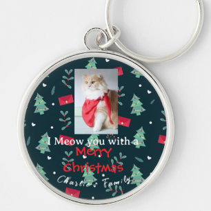 Greenery Niedlich Pet Christmas Family Monogram Schlüsselanhänger