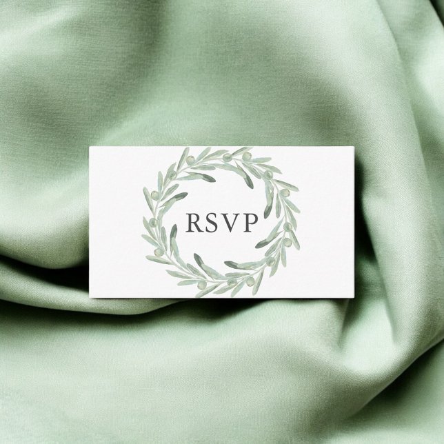 Greenery Olive Wedding RSVP Begleitkarte (Von Creator hochgeladen)