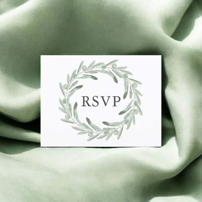 Greenery Olive Wedding RSVP Einladungspostkarte (Von Creator hochgeladen)