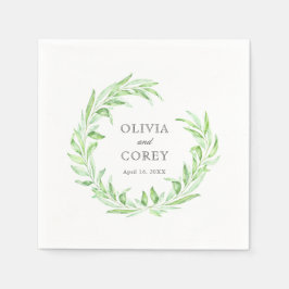 Greenery Open Laurel Wreath Wedding Serviette