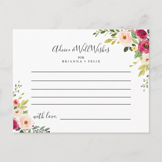 Greenery Pink Blush Blues Hochzeitsberatungskarte Postkarte (Vorderseite)