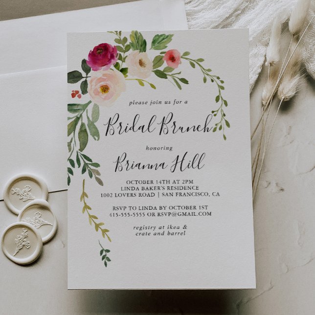 Greenery Pink Blush Bridal Brunch Brautparty Einladung (Von Creator hochgeladen)