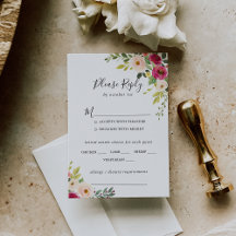 Greenery Pink Floral Wedding Menü UAWG