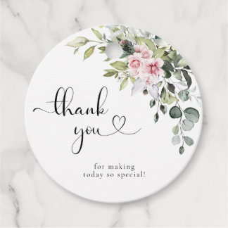 Greenery Pink Rose Babydusche Geschenk Tag Geschenkanhänger