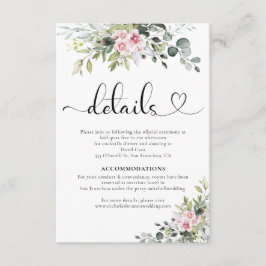 Greenery Pink Rose Hochzeitkarte Begleitkarte