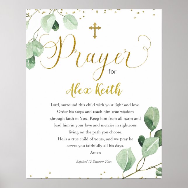 Greenery Printable Baptism Gift Poster (Vorne)