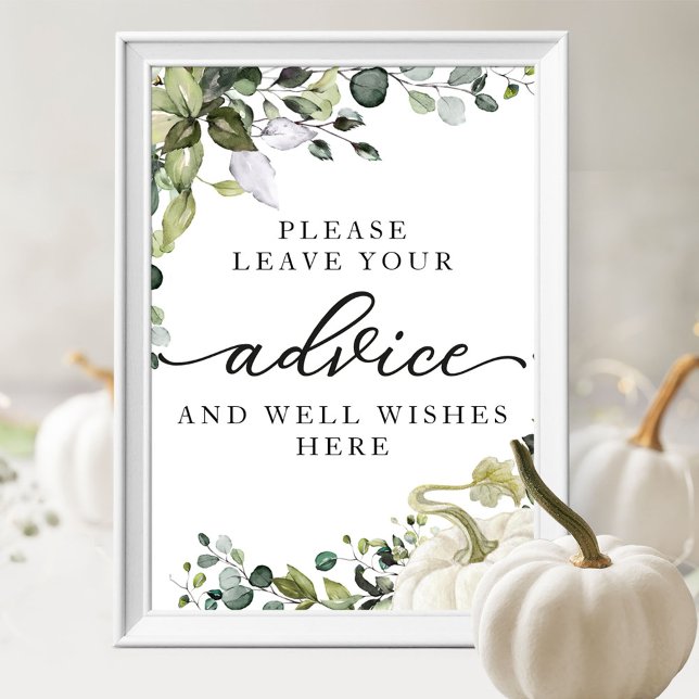 Greenery Pumpkin Baby Shower Advice Schild (Von Creator hochgeladen)