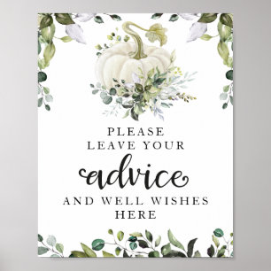 Greenery Pumpkin Baby Shower Advice Schild