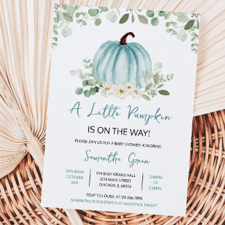 Greenery Pumpkin Baby Shower Einladung