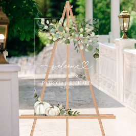 Greenery Pumpkin Hochzeit im Herbst Willkommen Acrylschild