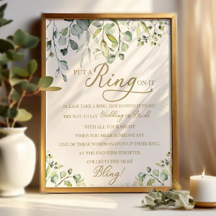 Greenery Put A Ring On It Brautparty-Spiel Poster