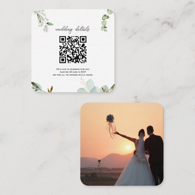 Greenery QR Code Foto UAWG Einladung (Vorne/Hinten)