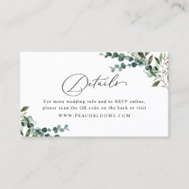 Greenery QR Code Wedding Details Enclosure Card Visitenkarte