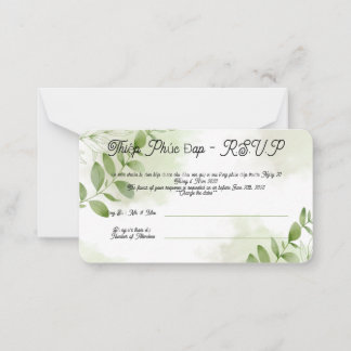 Greenery R.S.V.P vietnamesische Hochzeitkarte Mitteilungskarte