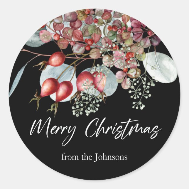 Greenery Red Green Christmas Sticker (Vorderseite)