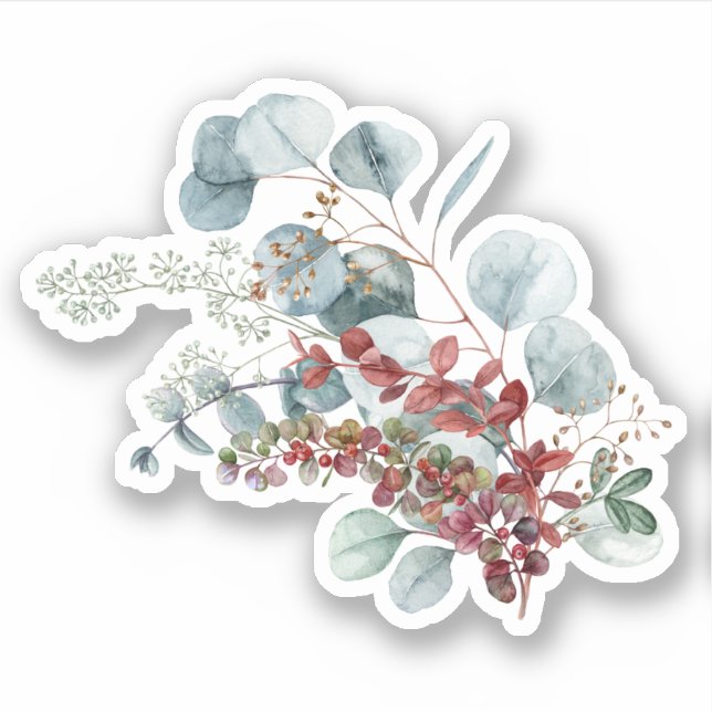 Greenery Red Green Christmas Sticker (Vorderseite)