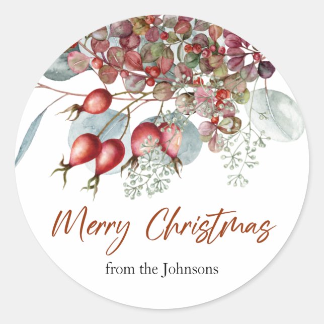 Greenery Red Green Christmas Sticker (Vorderseite)