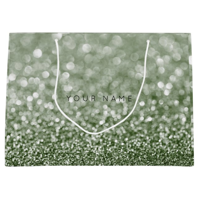 Greenery Rosmarin Cali Green Glitzer Gefallen Gesc Große Geschenktüte (Vorderseite)