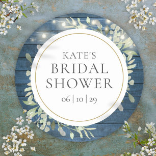 Greenery Rustic String Lights Brautparty Runder Aufkleber