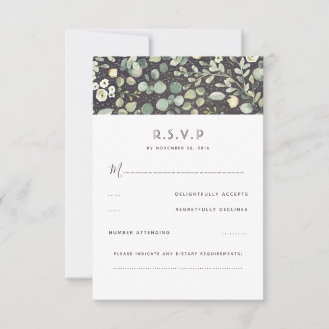 Greenery Rustic Wedding RSVP Karte (Vorderseite)