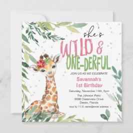 Greenery Safari Giraffe Wild 1 1. Geburtstag Einladung