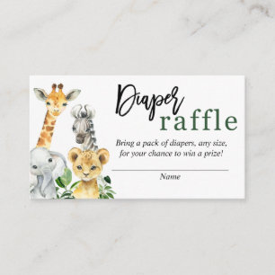  Greenery Safari Jungle Animals Diaper Raffle Card Begleitkarte