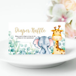 Greenery Safari Jungle Animals Diaper Raffle Card Begleitkarte