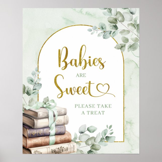 Greenery Sage Storybook Baby are Sweet Poster (Devant)
