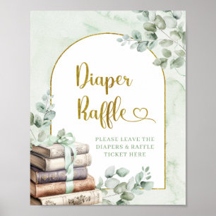 Greenery Sage Storybook Diaper Raffle Poster