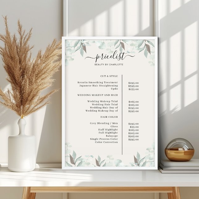 Greenery Salon Price List Poster (Von Creator hochgeladen)