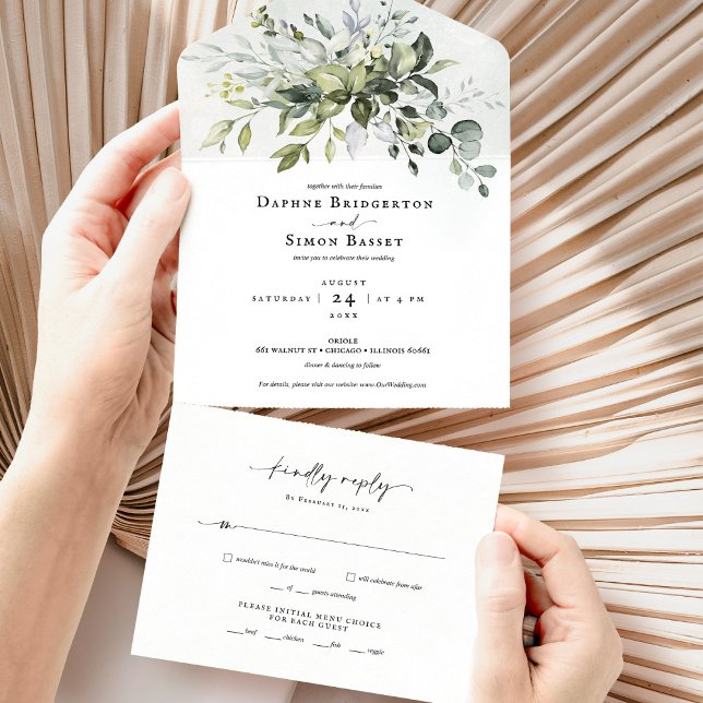 Greenery Script All in One Wedding Invite Einladung (Von Creator hochgeladen)