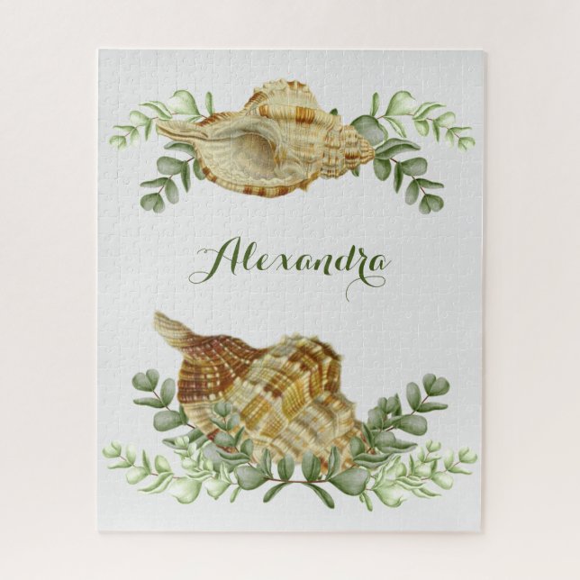 Greenery Seashell Nautical Cream Muscheln Küste (Vertikal)